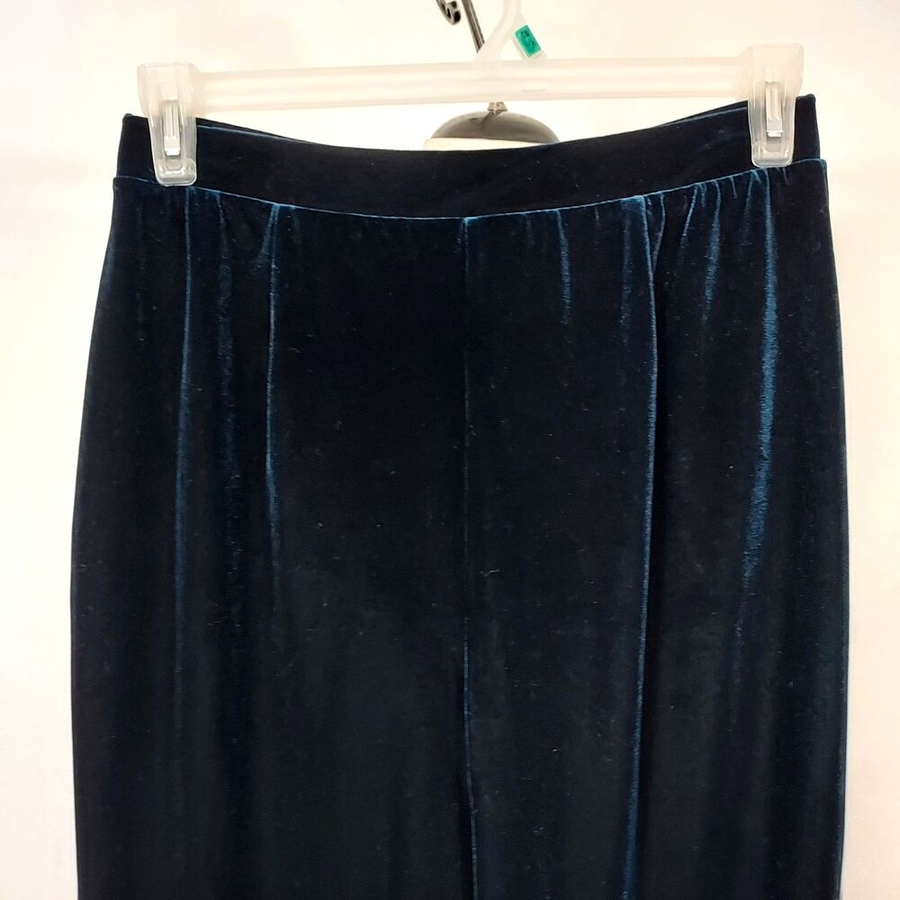 Koret Velvet Velour Party Holiday PANTS Size PL Pull on Elastic Waist Dark Teal - Picture 4 of 13